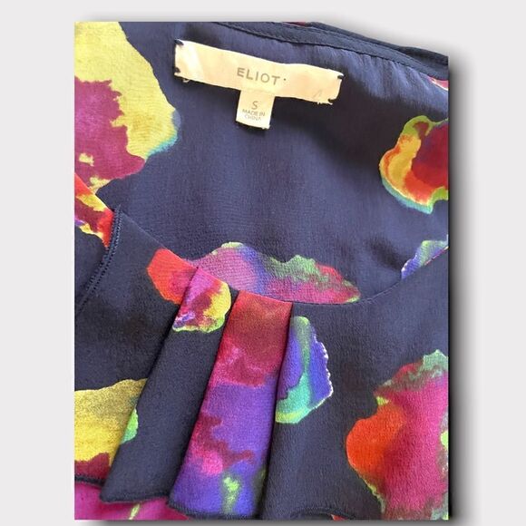 Eliot | EUC Women’s Sleeveless silk Multi-color Abstract Blouse Size Small S - Picture 7 of 8